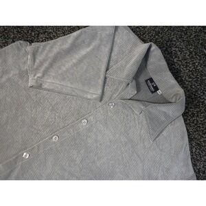 Positano Shirt Mens XL Gray Textured Soft Button Up Short Sleeve VTG USA Disco